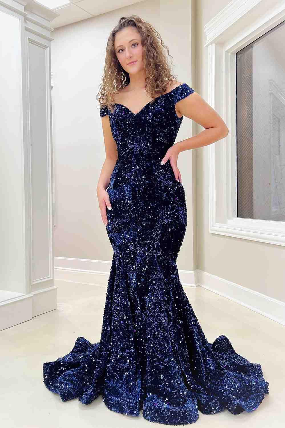 Abito lungo con paillettes a sirena Abiti da cerimonia SYP150