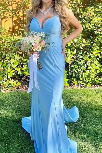 Vestido de fiesta largo naranja ajustado de sirena