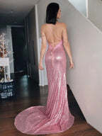 Abiti da cerimonia con paillettes e balze a sirena SYP133