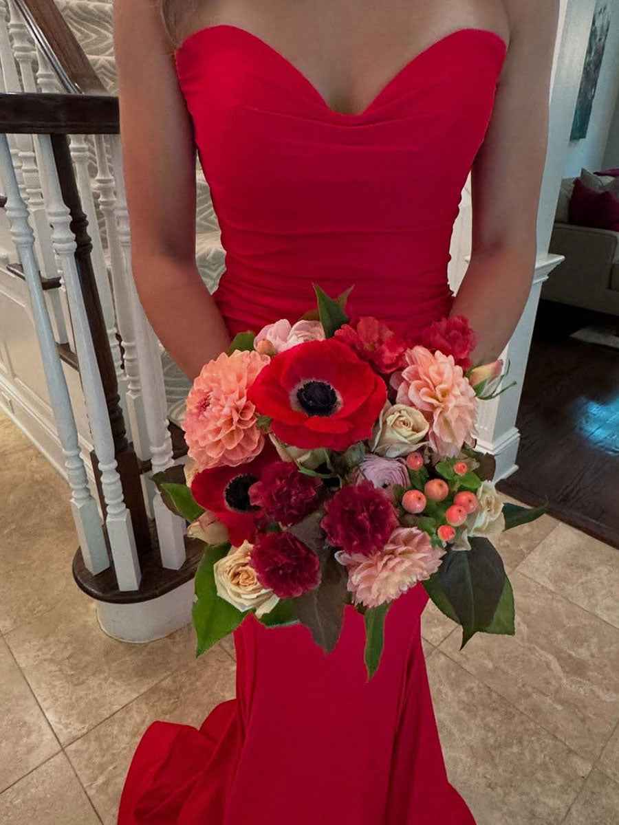 Mermaid Strapless Ruched Long Prom Dress Sweetheart Neckline