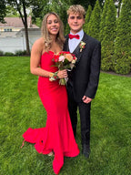 Mermaid Strapless Ruched Long Prom Dress Sweetheart Neckline