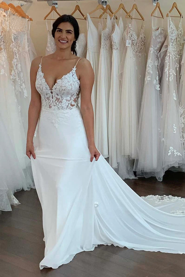 Mermaid/Trumpet Straps Appliques Bohemian Plus Size Wedding Dress