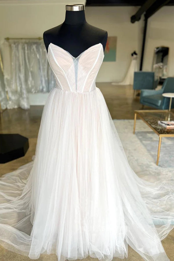 Minimalistische Tüll-Brautkleider Sweetheart Neck Brautkleider