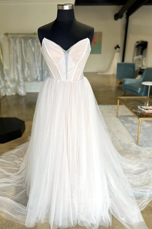 Minimalistische Tüll-Brautkleider Sweetheart Neck Brautkleider