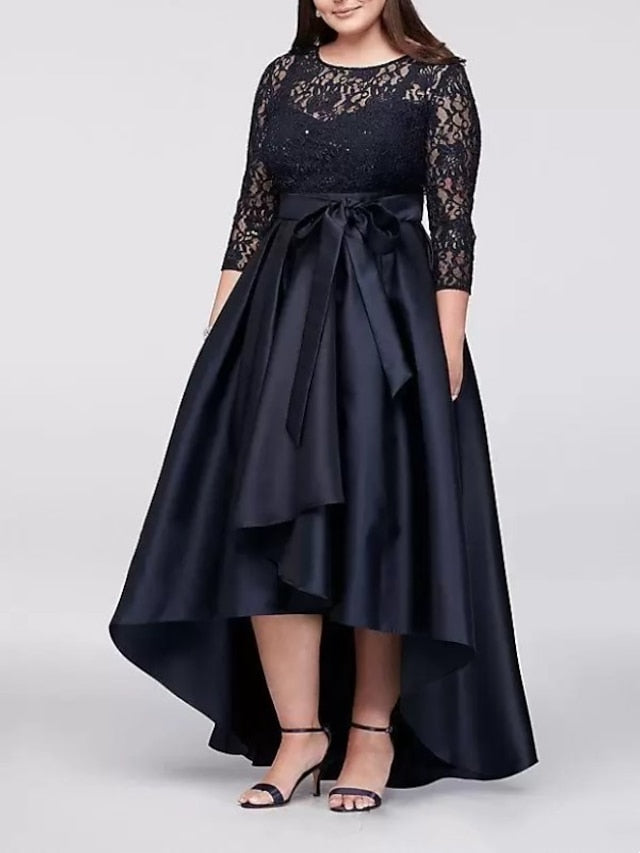 Plus Size Mother Of The Bride Dress Asymmetrical Scoop Neck A Line