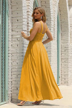 Vestido de Dama de Honra Halter em Chiffon para Mulher, Modelo A-Line, Longo, Formal, para Baile de Finalistas SEA28015