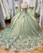 Robes de Quinceañera Robe de bal Robe de bal en dentelle Robe de Sweet 16 avec fleurs Y2062