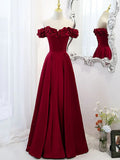 Robe de bal longue en satin à épaules dénudées coupe en A Robe de soirée en satin Y6340