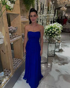 Robe de soirée longue au sol bleu royal élégante Robe de demoiselle d'honneur bleu royal Y4705