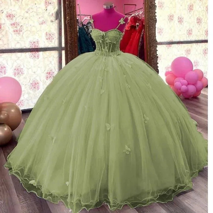 Robe de princesse en tulle violet éclatant avec papillons, robe de bal, robe de seize ans Y5463