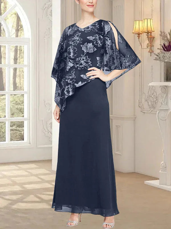 فستان شبكي طويل لامع مع صدرية بطبقة غير متماثلة مبتكرة