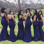 Navy Blue Mermaid Sweetheart Bridesmaid Dresses, Wedding Party Dress