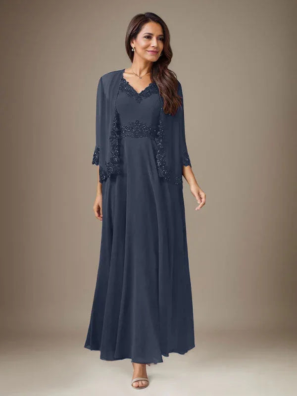 فستان شيفون برقشات لامعة على شكل حرف A بلون البرقوق