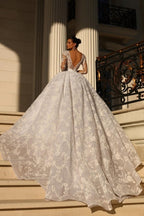 Edles Herzausschnitt 3/4 Ärmel Ballkleid Spitze Brautkleid Strass
