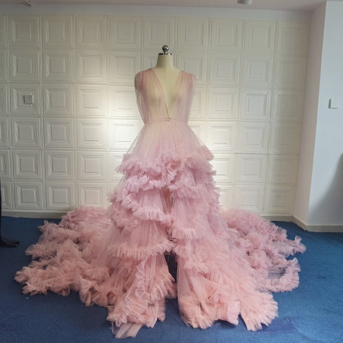 Abito da camera a rete 6130 per donne e donne incinte per abbigliamento fotografico con coda lunga