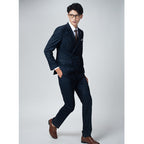 Costume homme double boutonnage costume britannique rayé gris costume décontracté professionnel costume formel homme coupe slim costume de mariage pour le marié