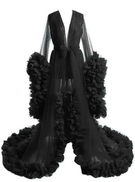6120#Thin mesh maternity wear long skirt photo studio clothing, sexy morning robe