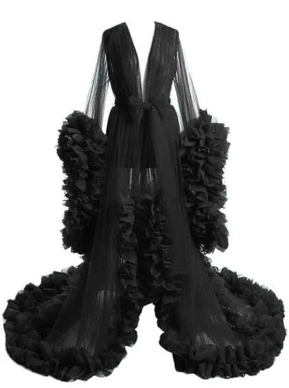 6120#Thin mesh maternity wear long skirt photo studio clothing, sexy morning robe