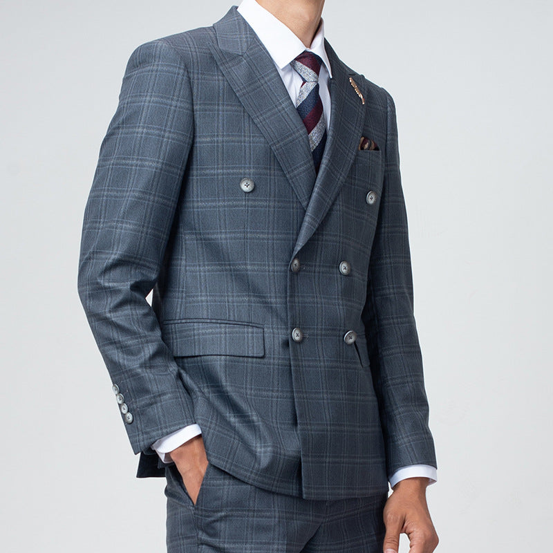 Abito Uomo Slim Fit Doppio Petto Stile Coreano per Matrimonio Sposo Taglie Forti