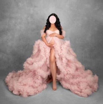 6124#Hot-selling maternity photo clothing, one-shoulder morning robe