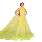 Hanging neck large open-back dress tulle robe maternity dress prom dress bride morning robe private dress