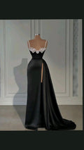 Robe de soirée longue noire attrayante avec fente haute Y4356
