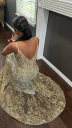 Abito da sera dorato a sirena in stile corsetto ricamato Princess Y5887