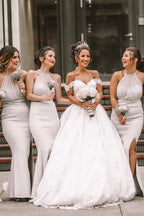 Vestido de novia blanco de corte A con hombros descubiertos, vestidos de novia románticos