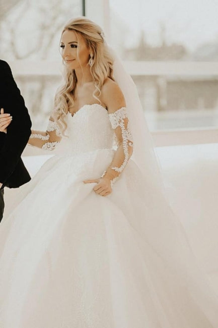 Off the shoulder Sweetheart Summer Beach Wedding Dress