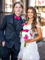 Off The Shoulder Lace Appliques Tiered Long Prom Dress