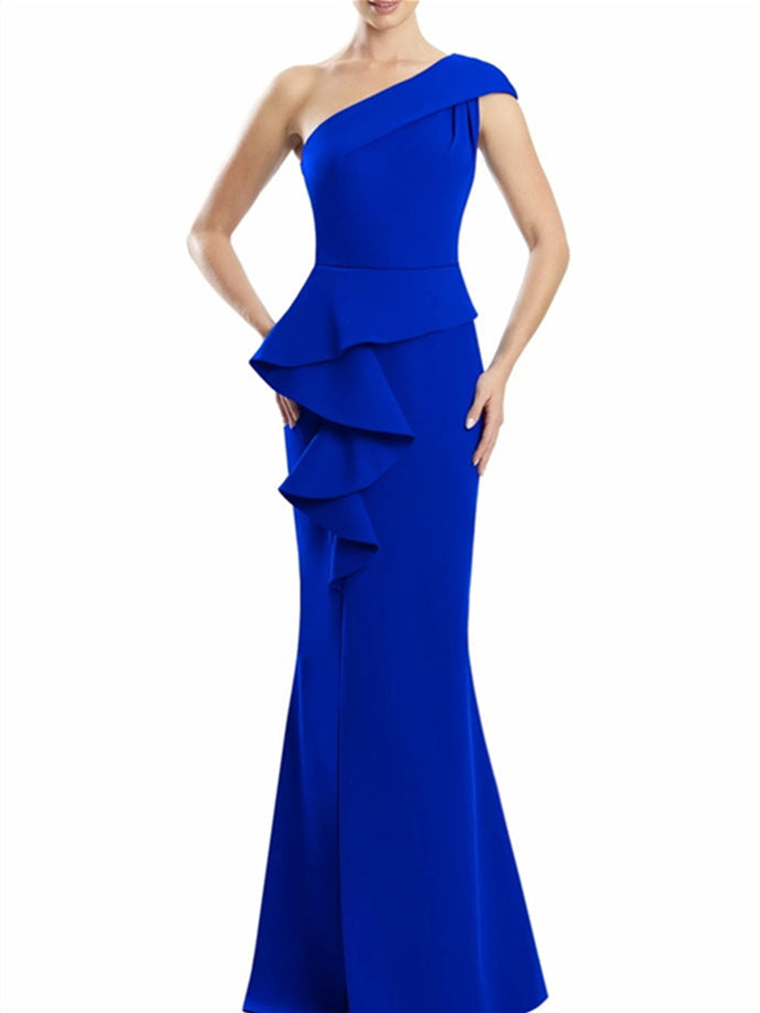 One Shoulder Floor Length Trumpet Mermaid Gown For Mother Of The Bride