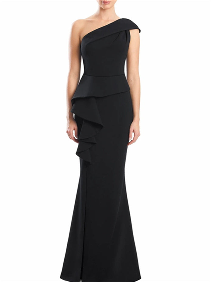 One Shoulder Floor Length Trumpet Mermaid Gown For Mother Of The Bride