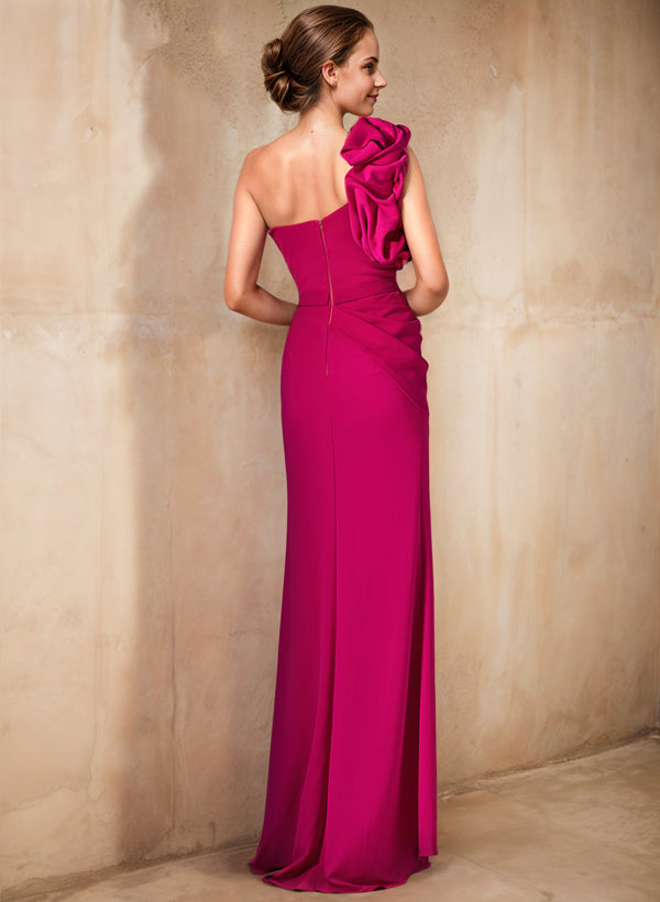One Shoulder Column Gown for the Mother of the Bride with Side Slit
