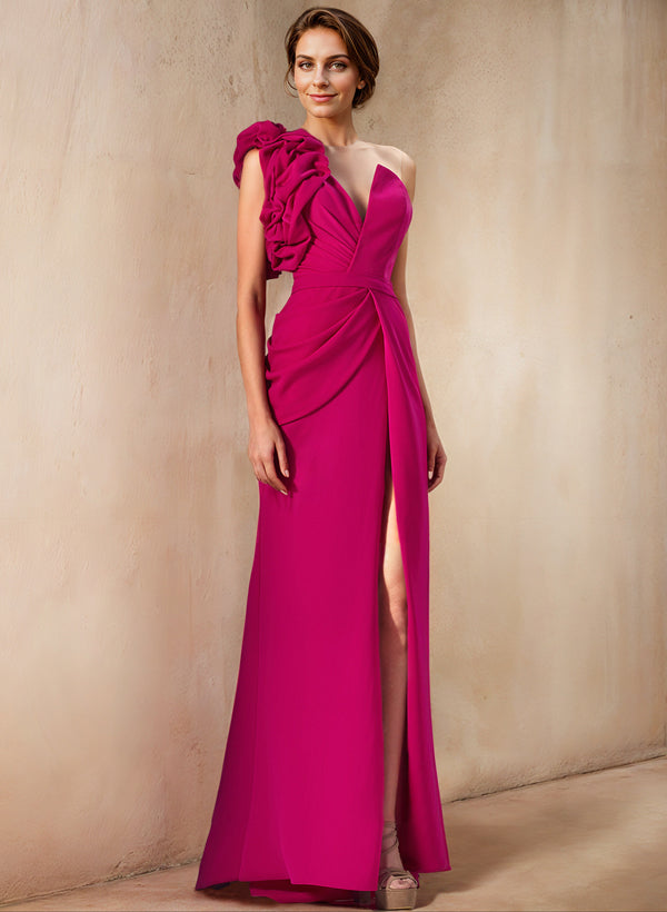 One Shoulder Column Gown for the Mother of the Bride with Side Slit