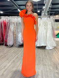 One Shoulder Satin Mermaid Prom Dress With Ruffled Accent