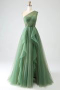 One Shoulder Prom Dress A Line Evening Dress SYP183
