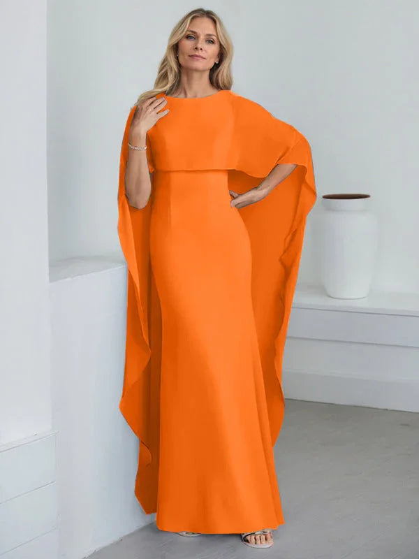 Vestido de madrina de novia de gasa largo hasta el suelo con corte recto y volantes en cascada