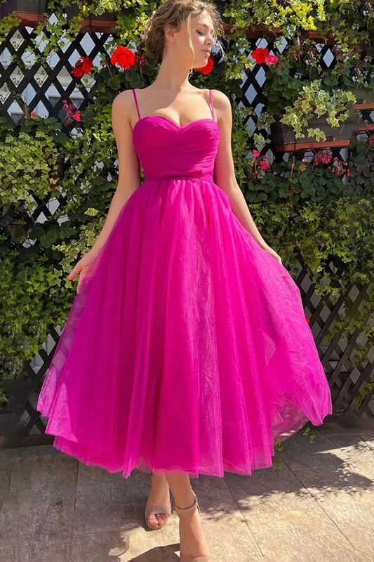 Vestidos de fiesta de organza con escote en forma de A, plisados, hasta la rodilla