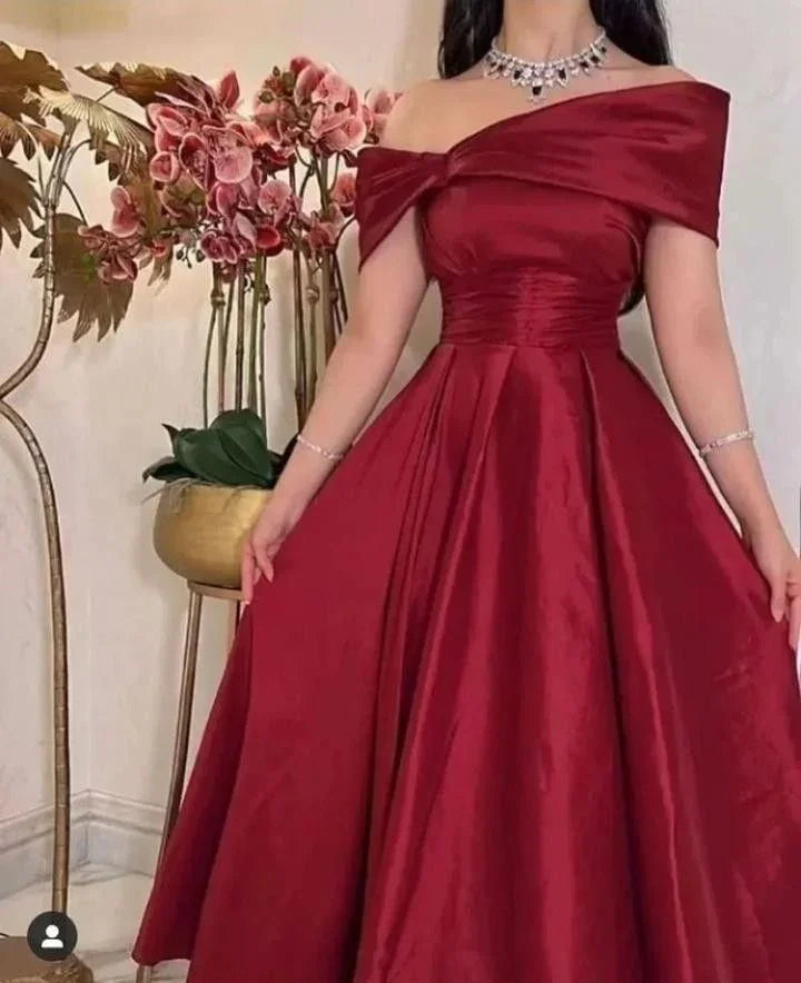 Abiti da sera midi rosso scuro senza maniche alla caviglia abiti formali arabi Dubai abiti da festa abiti da sera Y4620