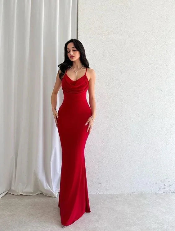 Incantevole abito da sera rosso a sirena Abito da sera rosso Y6945