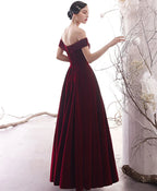 Abito lungo semplice color bordeaux per cerimonia Abito da sera bordeaux Y1428