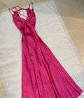 Vestido Longo de Festa Cor-de-Rosa Vivo Encantador Vestido de Baile Bordado Vestido de Festa Y7526
