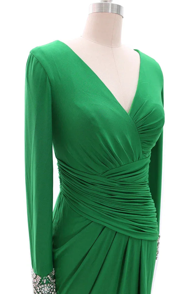 Abiti lunghi da donna madre della sposa con maniche lunghe e scollo a V abito da sera Y785