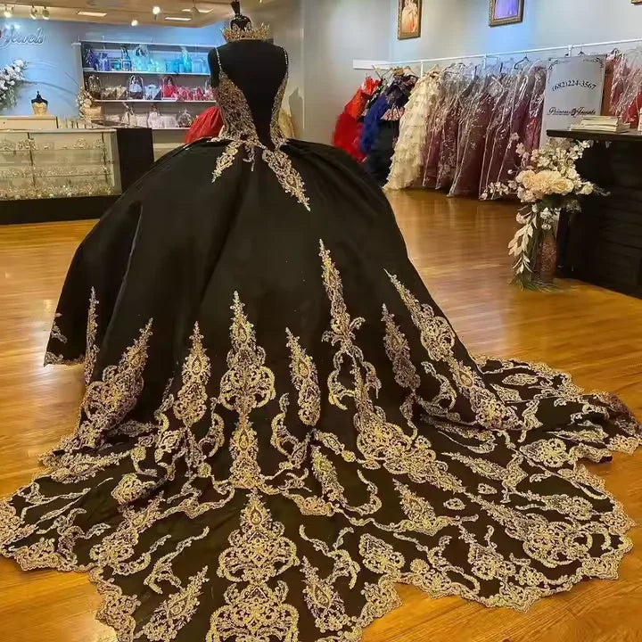 Vestidos de Miçangas para Quinceanera Vestido de Baile de Princesa com Apliques de Lantejoulas e Capa Y1516