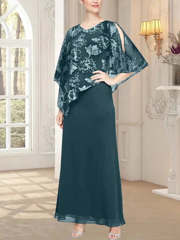 فستان شبكي طويل لامع مع صدرية بطبقة غير متماثلة مبتكرة