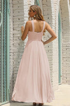 Vestido de Dama de Honra Halter em Chiffon para Mulher, Modelo A-Line, Longo, Formal, para Baile de Finalistas SEA28015