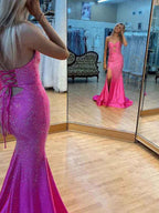 Light Yellow Mermaid Strapless Beaded Prom Dress With Keyholes