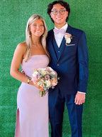 Pink Mermaid Strapless Short Prom Dress With Side Slit