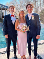 Pink Mermaid Strapless Short Prom Dress With Side Slit