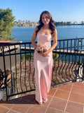 Yellow Long Fitted Prom Dress With Spaghetti Straps And Slit